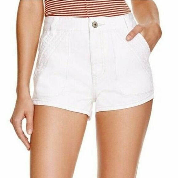 FREE PEOPLE Sweet Surrender high rise denim jeans shorts optic white Size 24 NEW - Picture 7 of 7